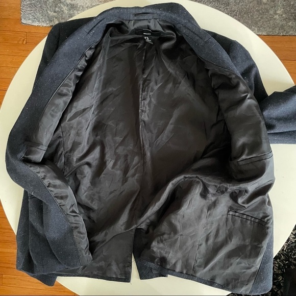 H&M Men’s Regular Fit Wool Blend Blazer Sport Coat Navy Elbow Patch Size 40R - Picture 5 of 10